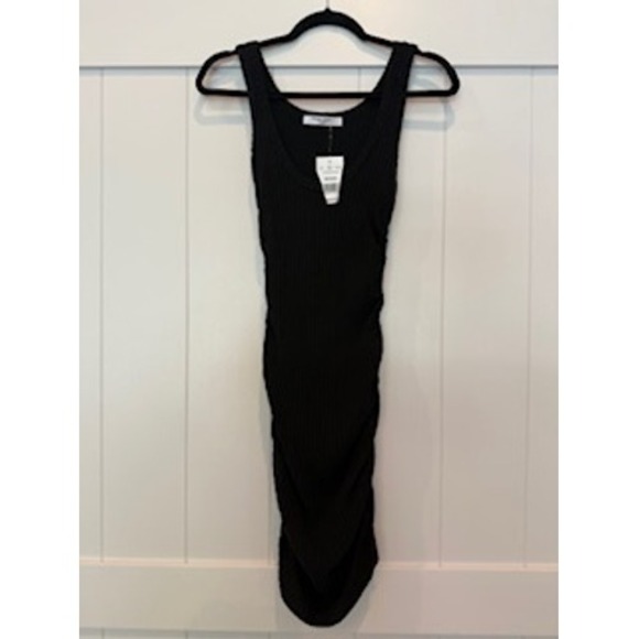 Project Social T Los Angeles Ribbed Black Tank‎ Dress - Ruched - Medium - Picture 3 of 6